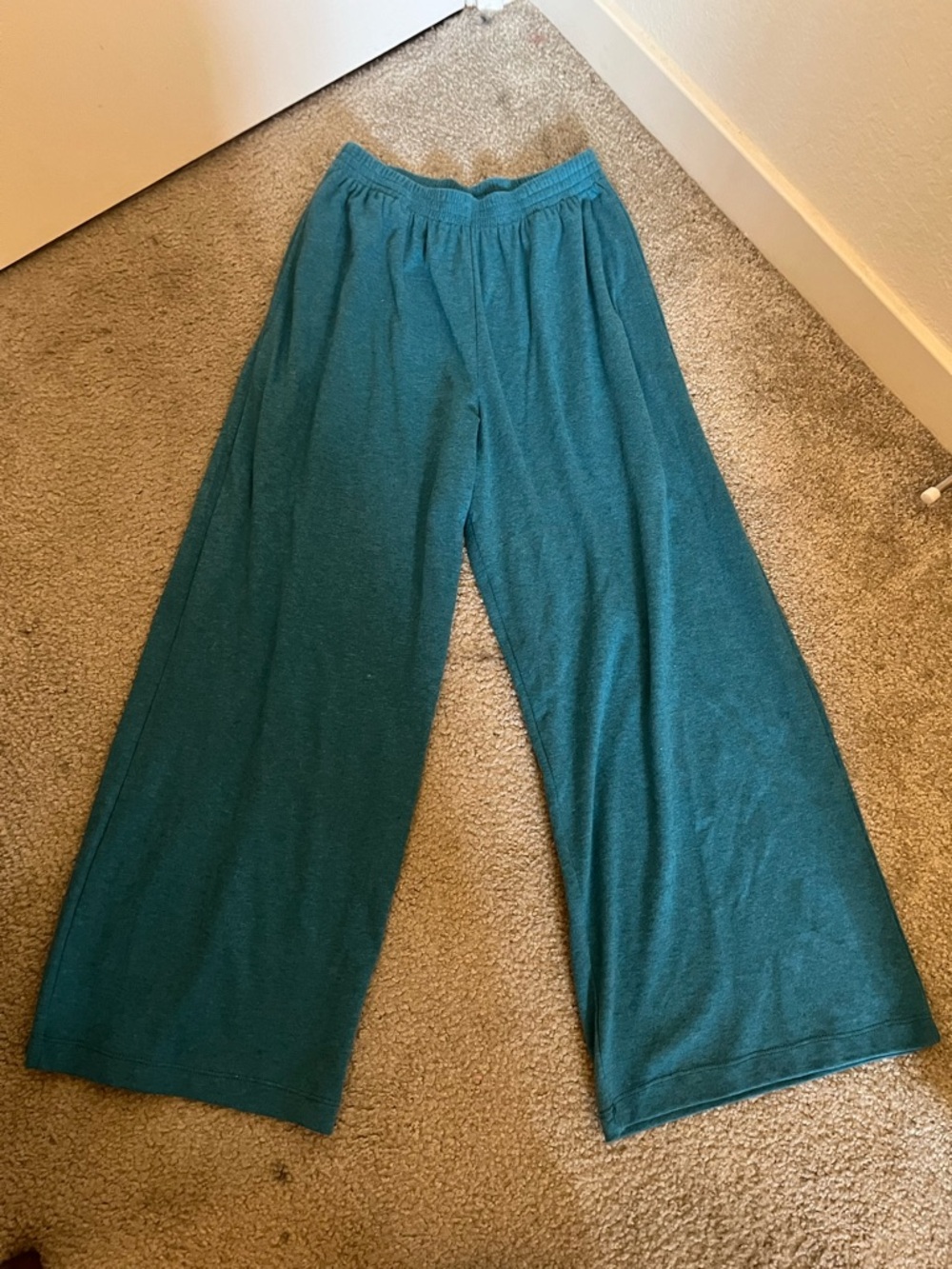 eskandar Teal Knit Wide-Leg Pants